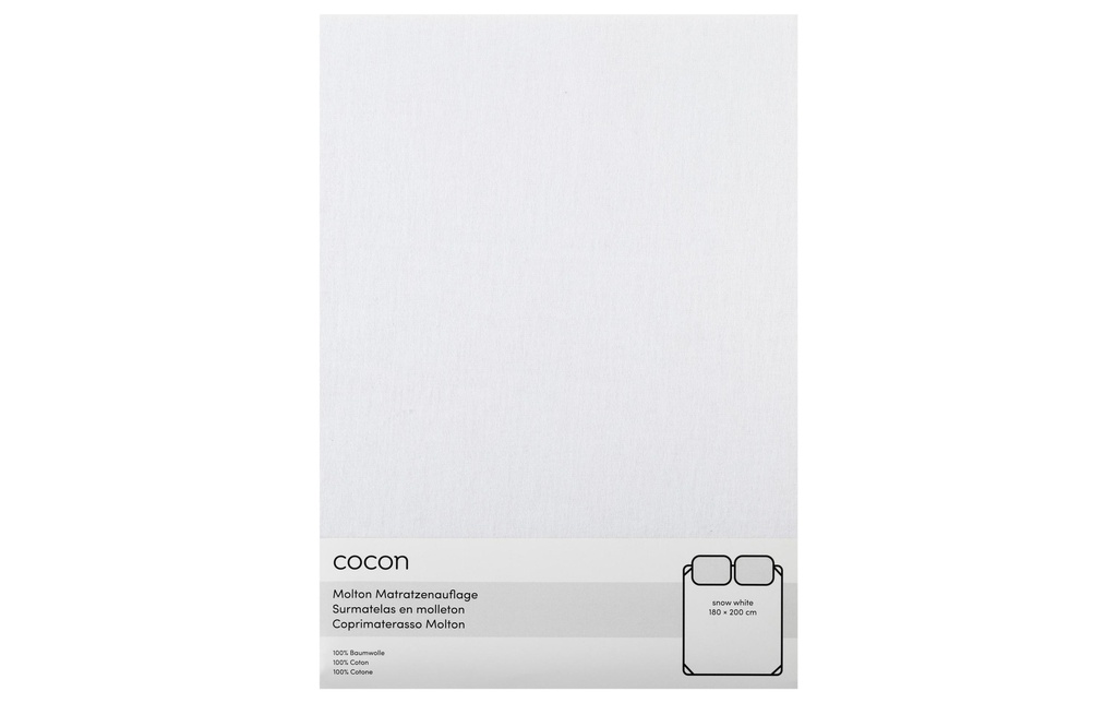 COCON Drap-housse molletonné 180 x 200 cm, Blanc