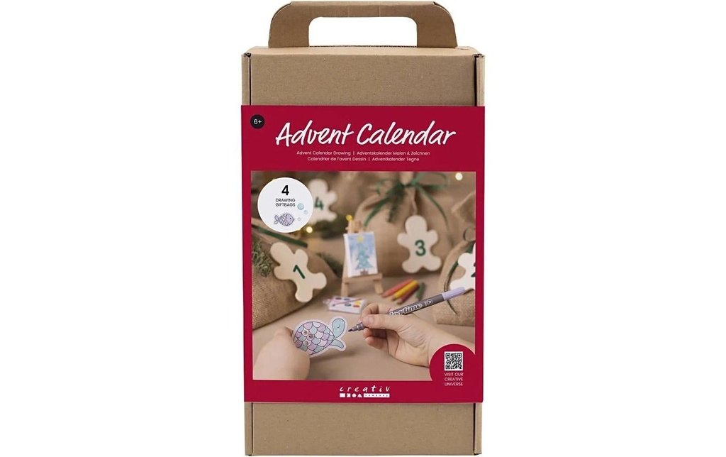 Creativ Company Calendrier de l’Avent Kit de bricolage Broderie, 4 pièces