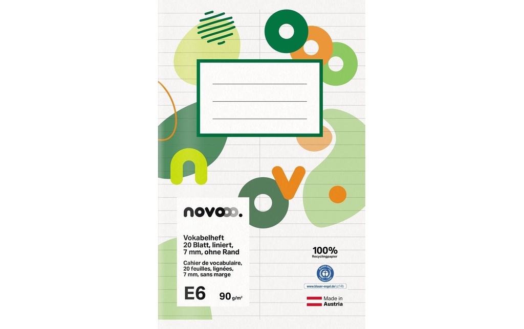 novooo. Cahier d'école E6, 7 mm ligné sans marge 90 g 1 Pièce/s