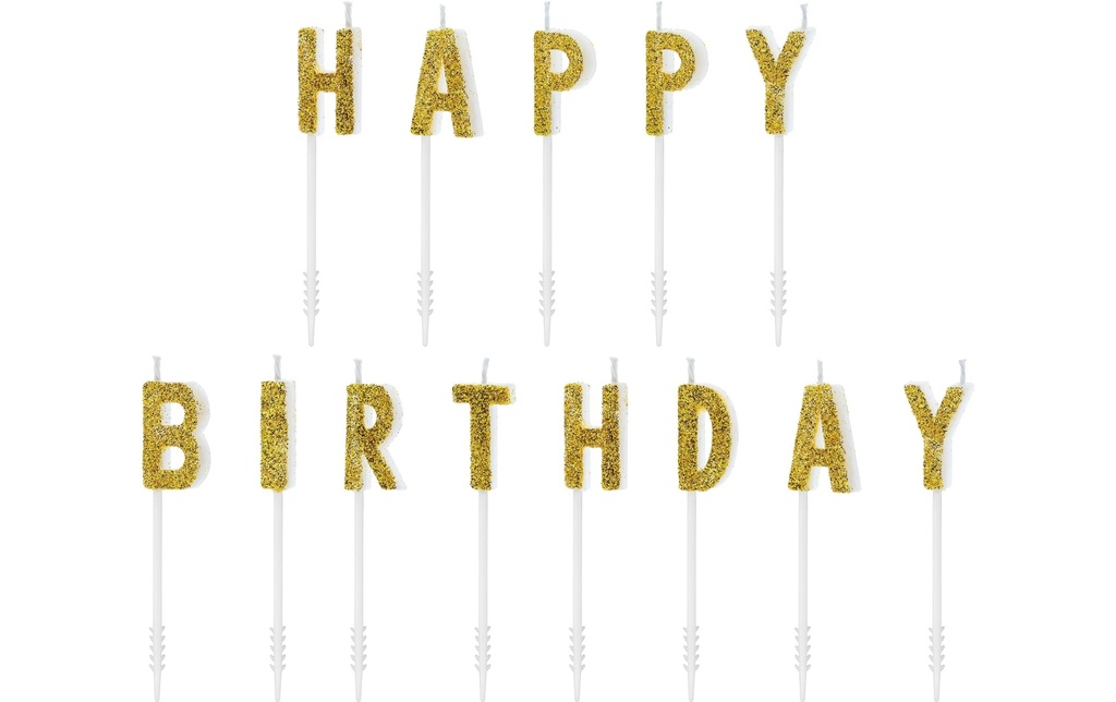 Partydeco Bougie Happy Birthday 2.5 cm, or