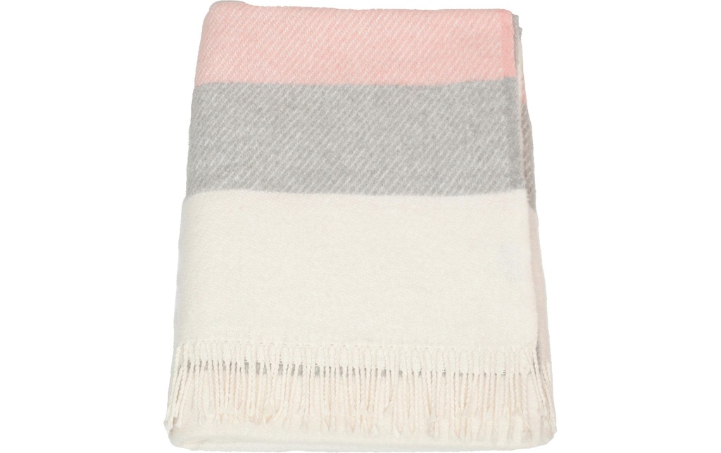 Hubatka Couverture Bandes 150 x 200 cm, Beige/Gris/Rose