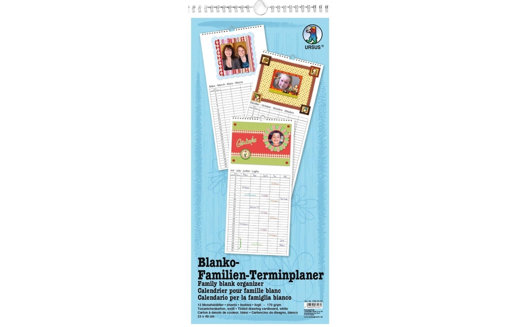 URSUS Calendrier perpétuel Planificateur familial 23 x 49 cm, blanc