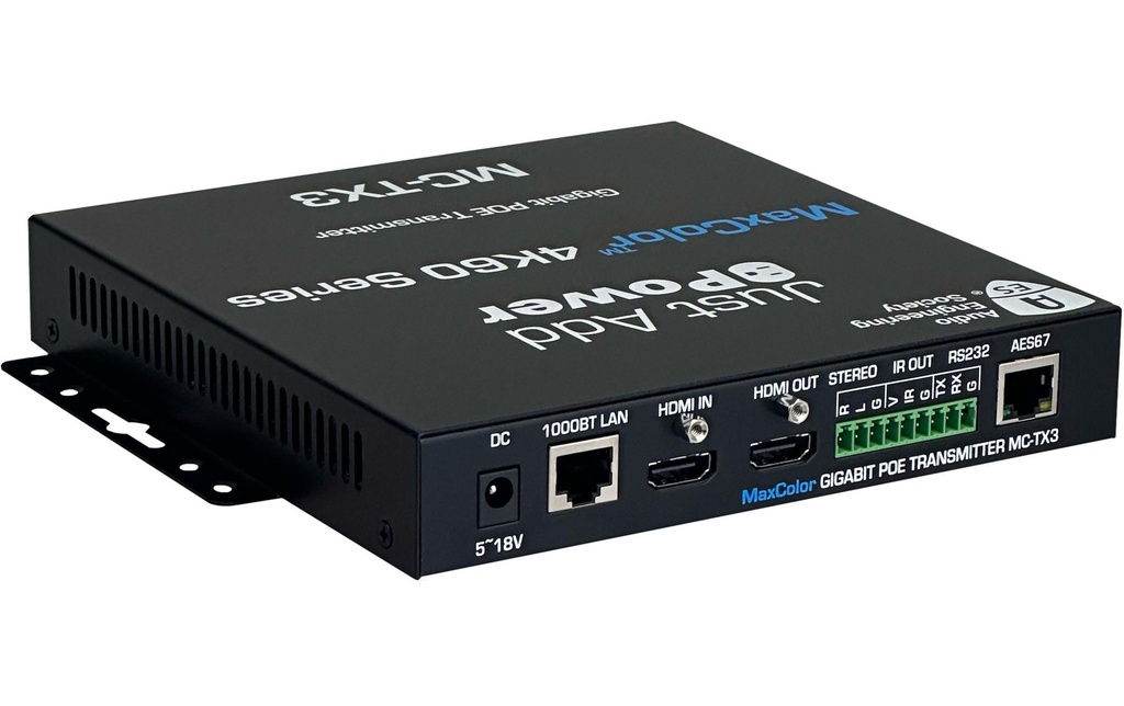 JUSTADDPOWER IP Transmitter JP-MC-TX3 avec AES67, USB-C et HDMI OUT