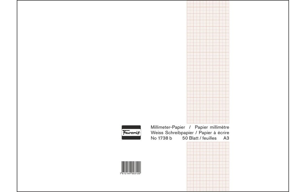FAVORIT Bloc MM A3 80g 50flls brun (50 pces)