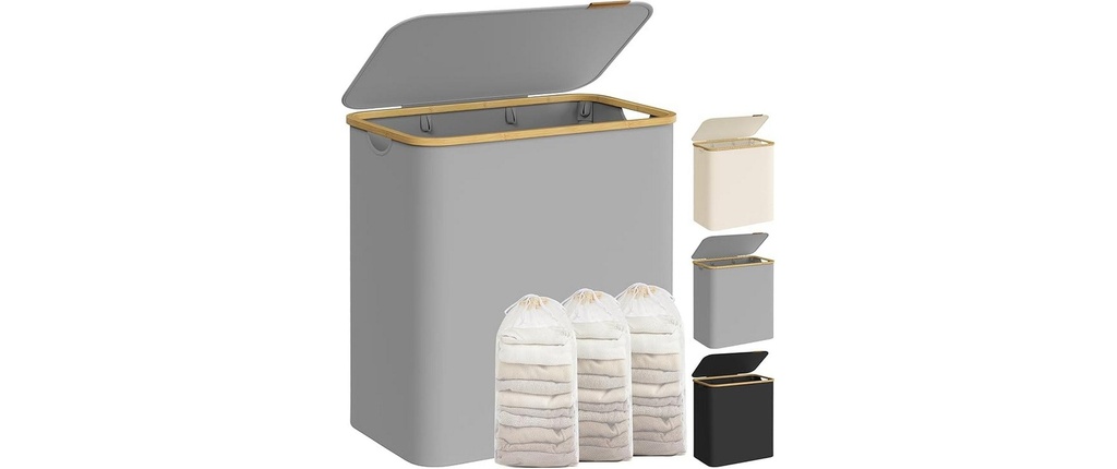 Songmics Corbeille à linge 150 l, Gris