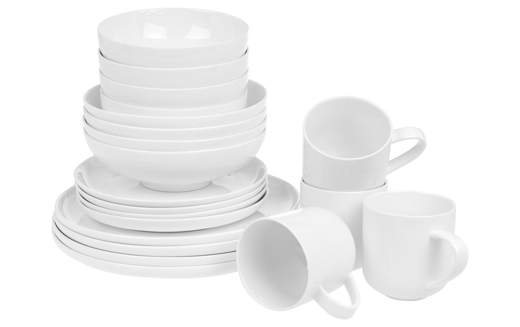 FURBER Set d’assiettes 20 pièces, blanc