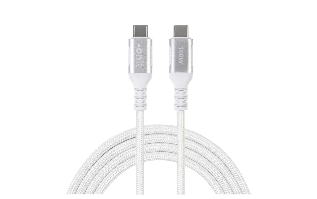 onit Câble USB 3.1 100 W, USB-C - USB-C, 1 m, Blanc