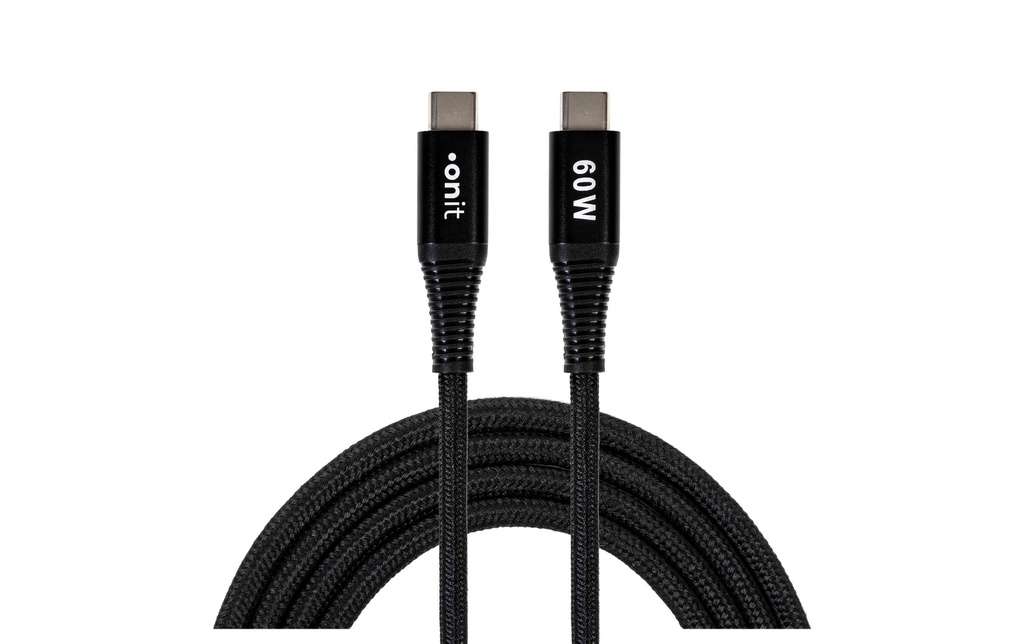 onit Câble USB 3.0 60 W, USB-C - USB-C, 0.1 m, Noir