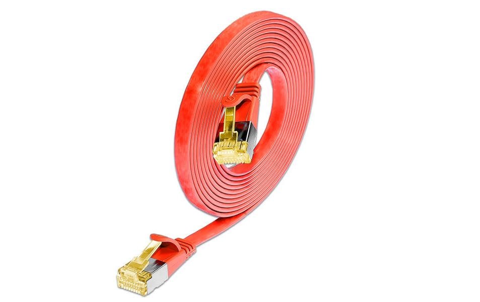SLIM Câble patch slim  Cat 6A, U/FTP, 0.25 m, Rouge