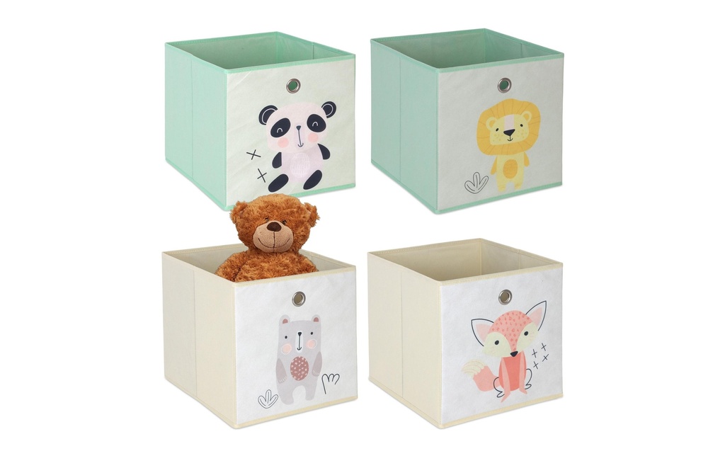 relaxdays Boîte à jouets Animaux 4 pièces