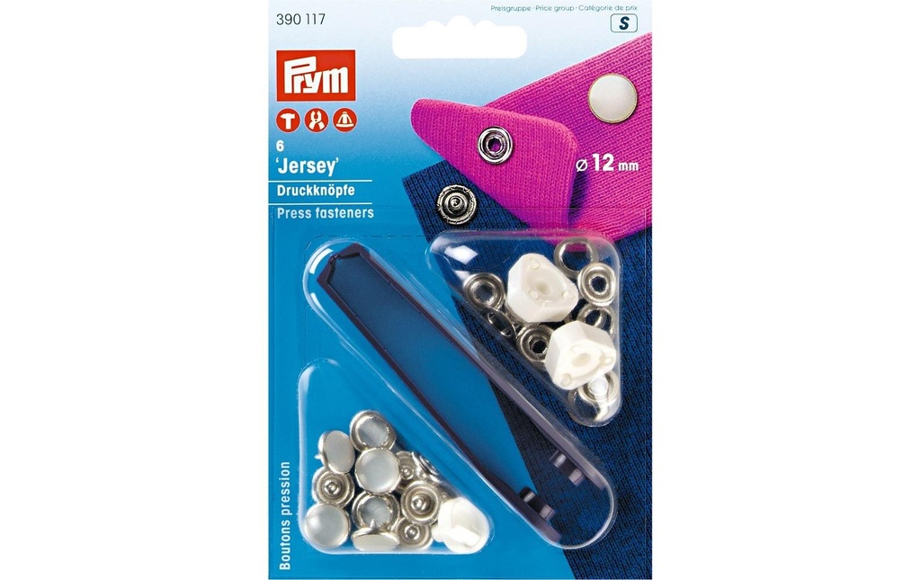 Prym Boutons poussoirs Capuchon en jersey 12 mm, 6 pièces