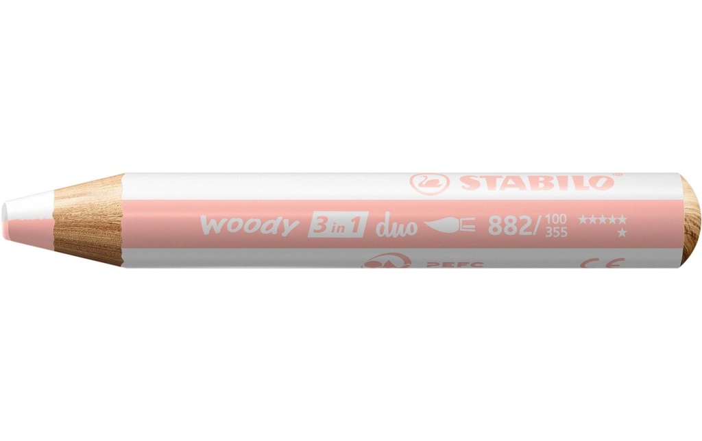 STABILO Crayon gras de couleur Woody 3 in 1 duo Blanc / Abricot