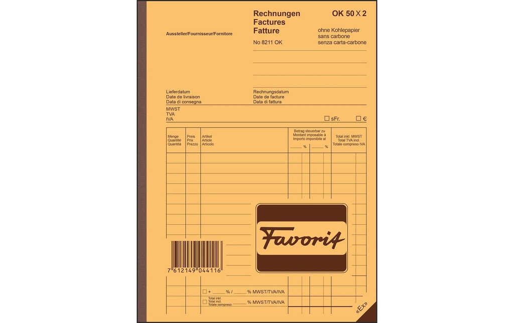 FAVORIT Factures A5 50x2 OK (50 pces)