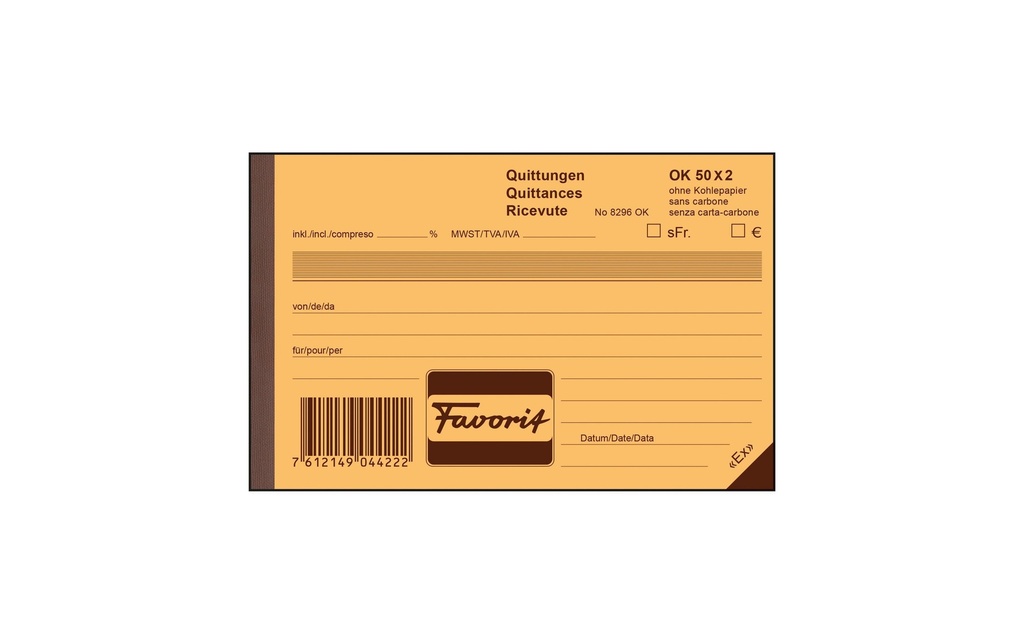 FAVORIT Livre quittance A6obl. 50x2 OK (50 pces)