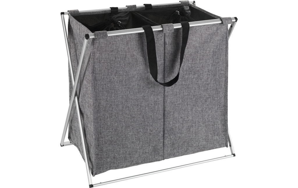 Wenko Corbeille à lessive Duo 120 l, Gris chiné