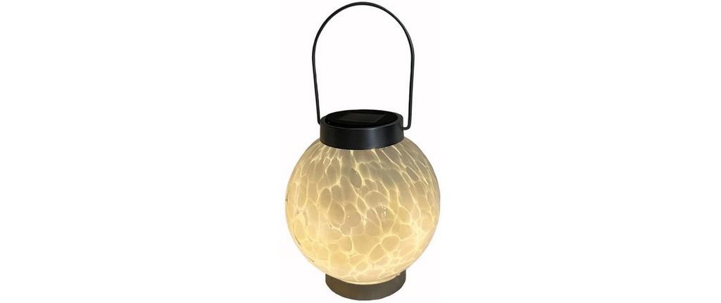 Dameco Lanterne solaire à LED en verre, Blanc