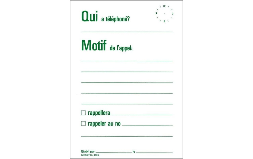 FAVORIT Bloc téléph.A6 Qui à téléphoné (60 pces)