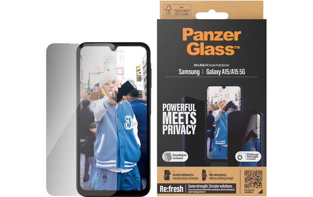 Panzerglass Protection d’écran Ultra Wide Fit Privacy Galaxy A15 / A15 5G