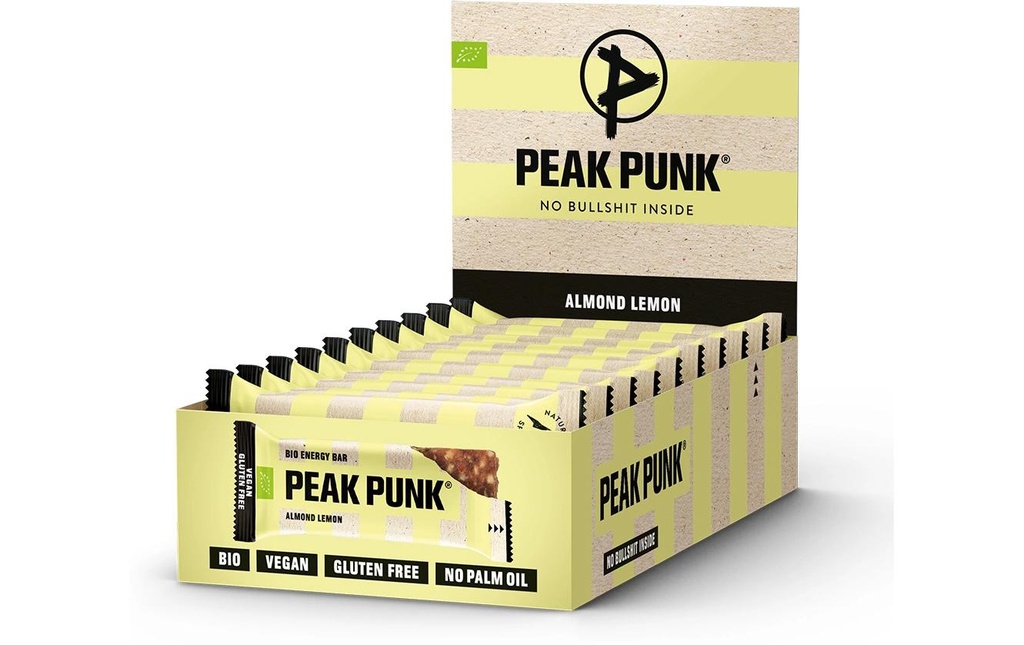 PEAK PUNK Barre Bio Energy Bar – Almond Lemon 15 x 38 g