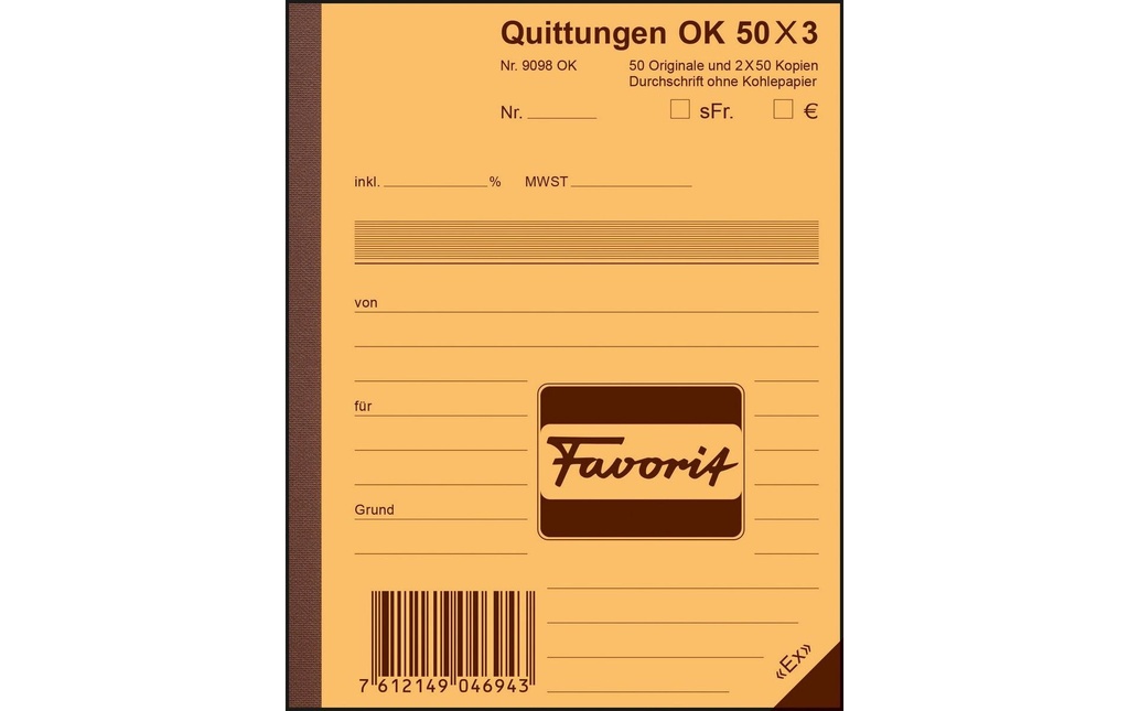 FAVORIT Livre quittance A6 50x3 OK (50 pces)