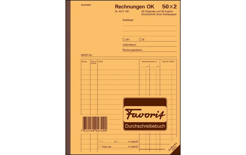 FAVORIT Factures avec TVA A5 50x2 (50 pces)