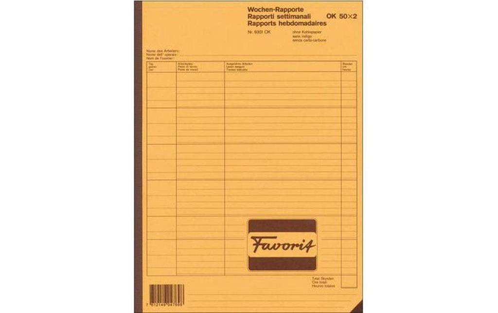 FAVORIT Rapport hebdomadai. A4 50x2 OK (50 pces)