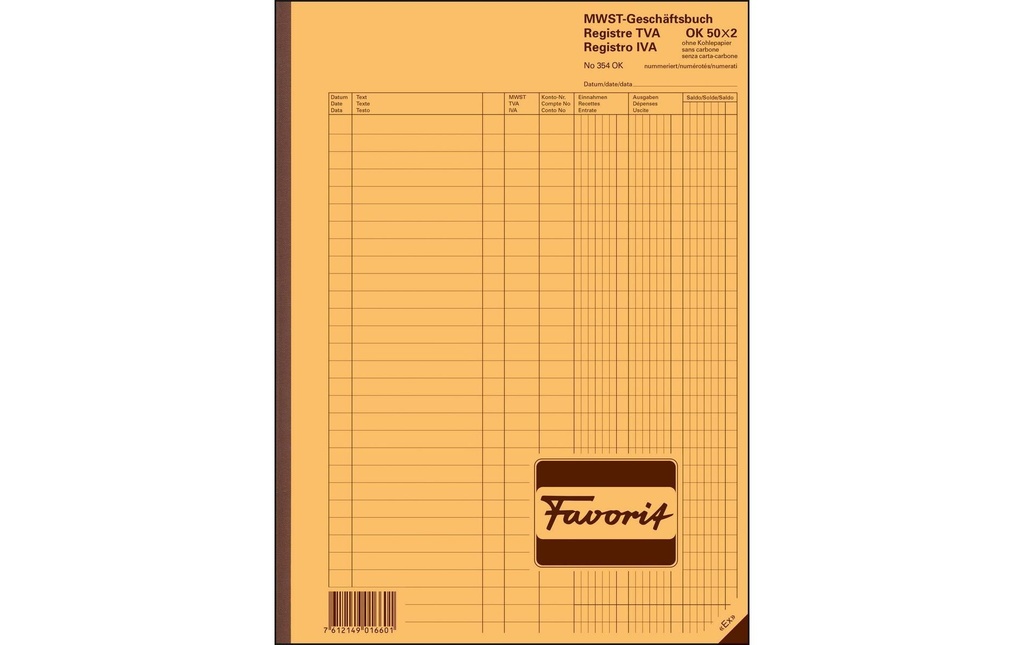 FAVORIT Registre pr.T.V.A. A4 50x2 (50 pces)