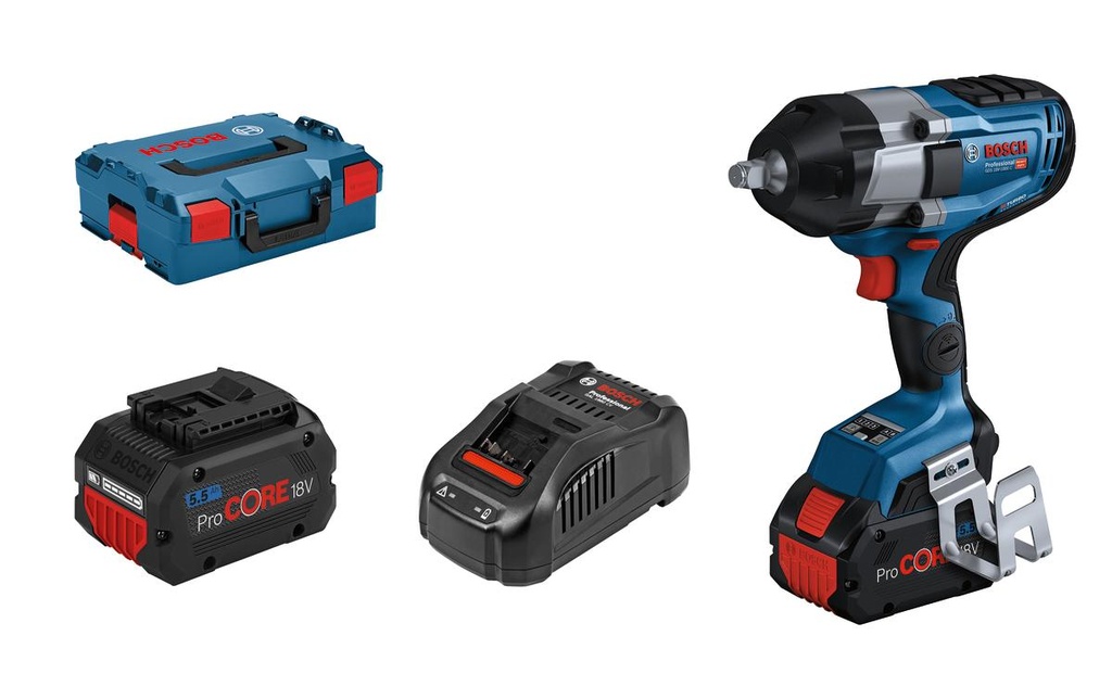 Bosch Professional Visseuses à percussion sans fil GDS 18V-1000 C Biturbo 2x 5.5Ah ProCORE