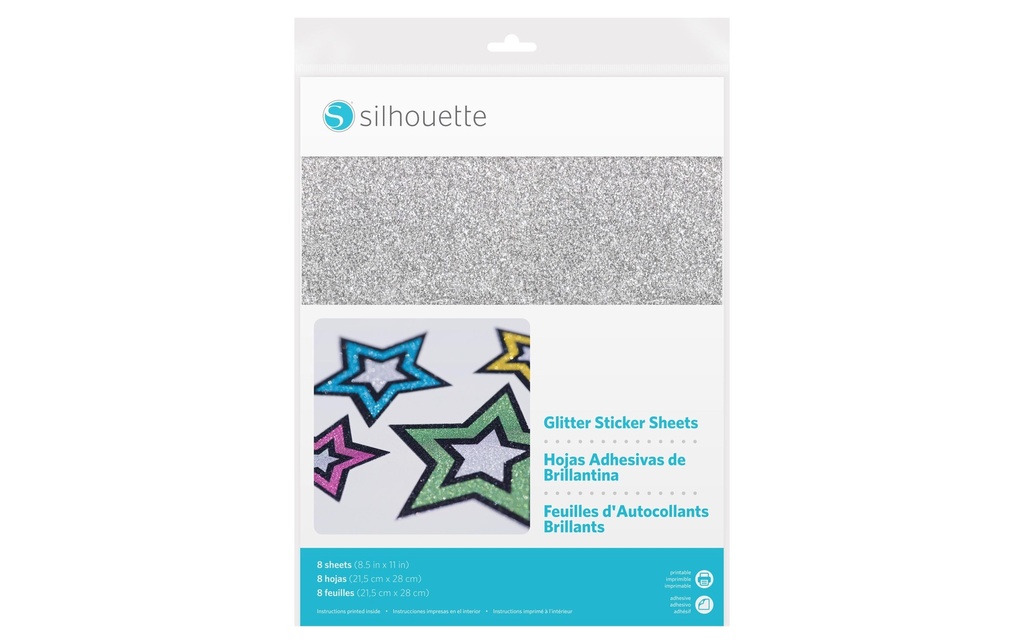 Silhouette Papier autocollant Glitter Argent