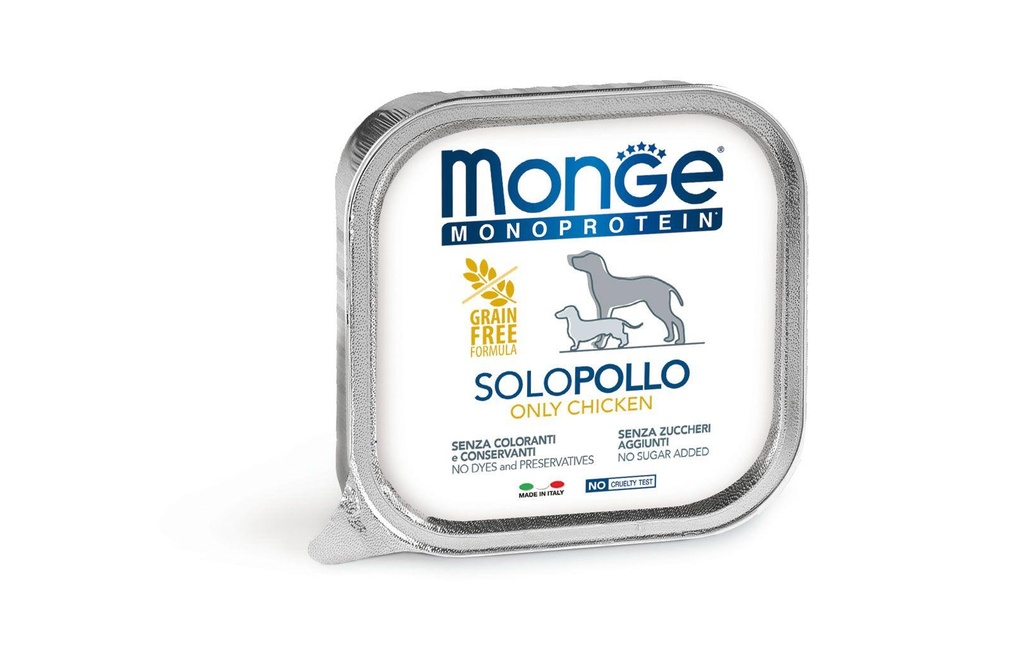 Monge Alimentation humide Pâté monoprotéiné au poulet, 150 g