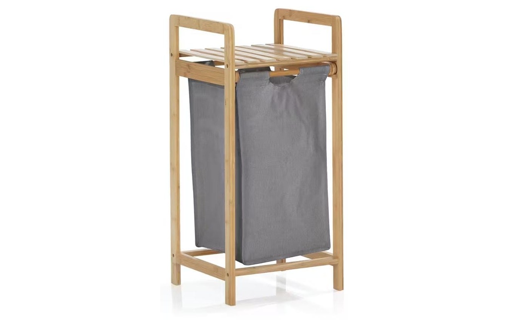 Lumaland Corbeille à linge Bambus 30 l, Brun/Gris