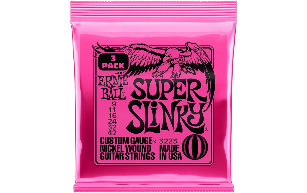 Ernie Ball Cordes de guitare 3223 Slinky Nickel Pack de 3  – Super 9 - 42