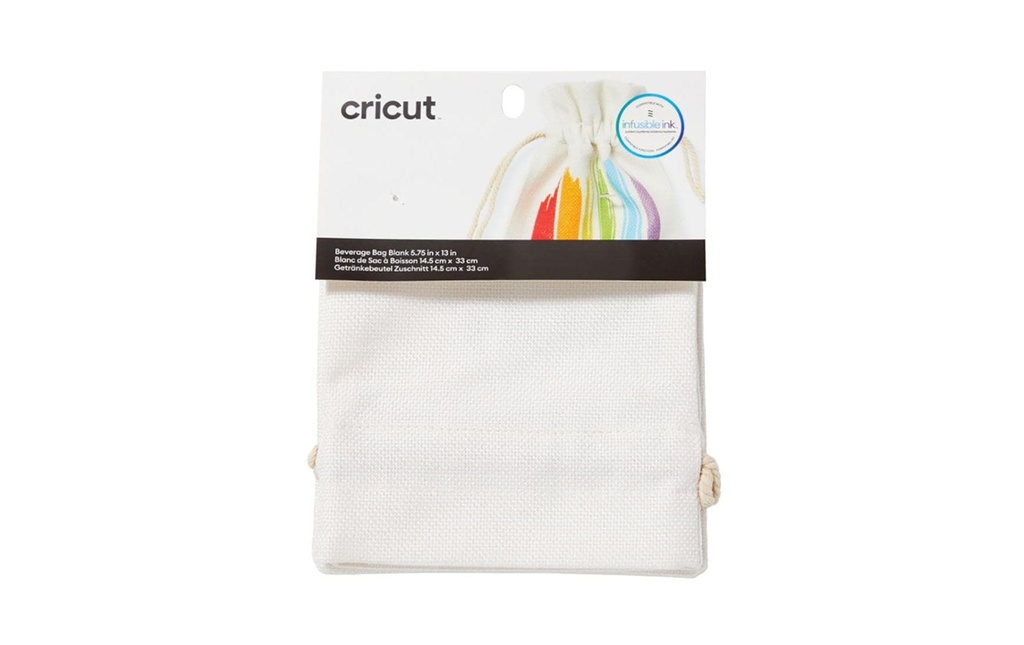 Cricut Pochette en tissu Infusible Sac à vin en encre 15 x 33 cm, Blanc