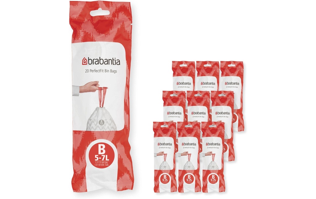 Brabantia Sac à ordures ménagères PerfectFit B 5 l, 200 Pièce/s