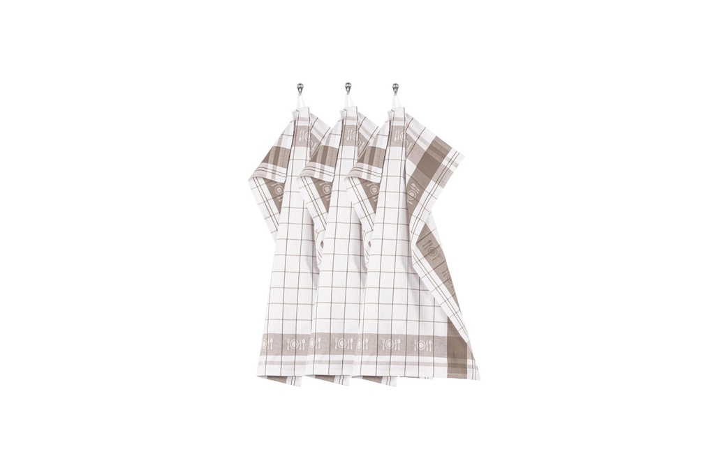 Tiseco Torchon pour la vaisselle Pharaon Set de 3 Taupe