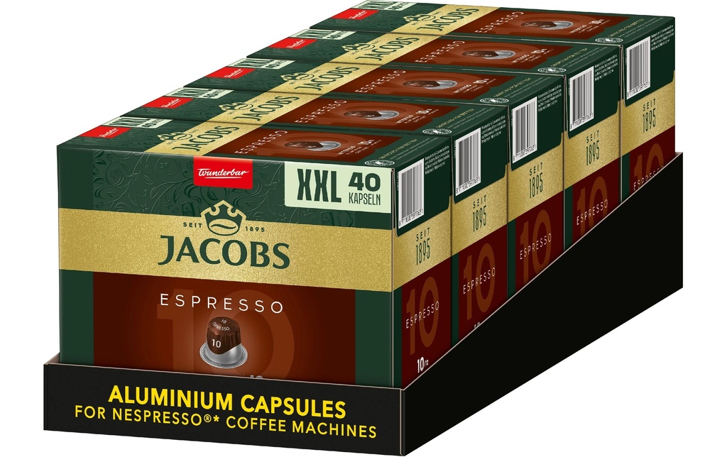 Jacobs Capsules de café Espresso 10 Intenso 5 x 40 pièces
