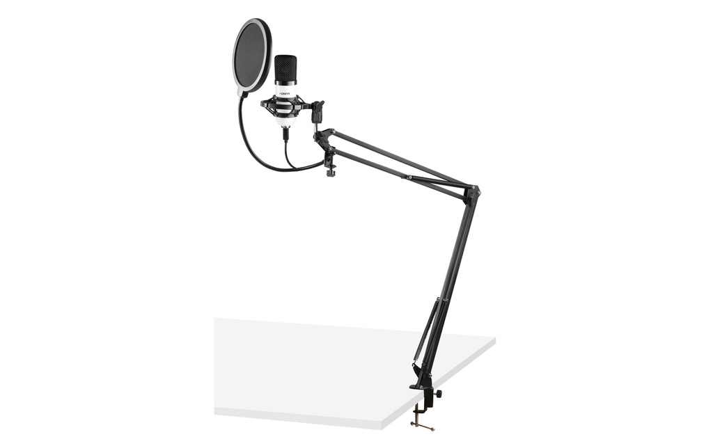 Vonyx Microphone à condensateur CMS300W Studio-Set Blanc