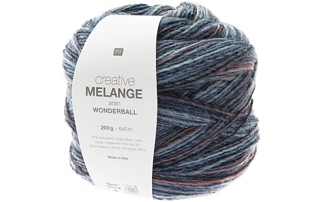 Rico Design Laine Melange 200 g, Violet, Pétrole