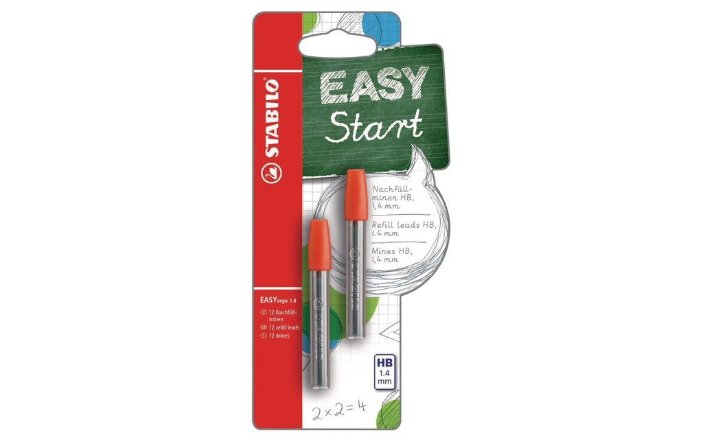 STABILO Mine de crayon EASYergo 1.4 Start 2 x Noir, 1-2 mm