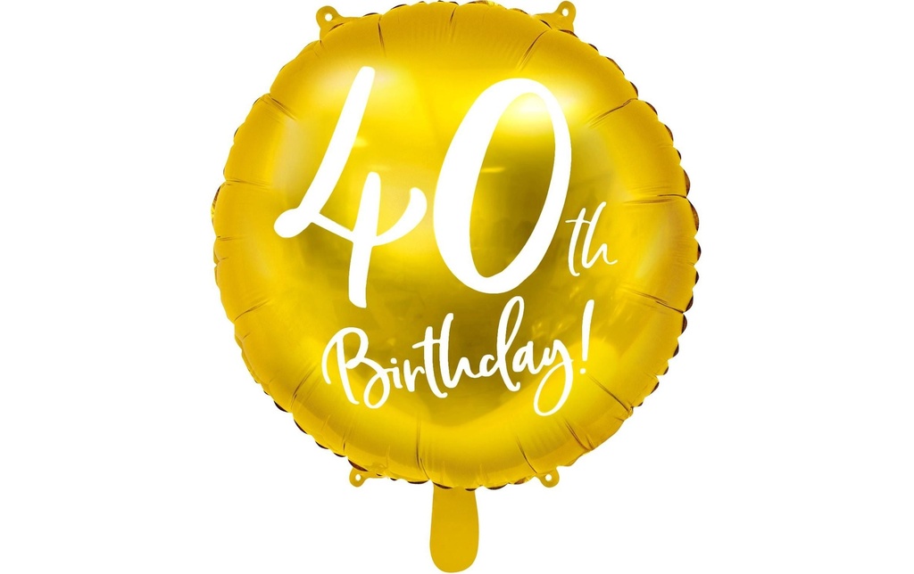 Partydeco Ballon en aluminium 40th Birthday Doré/Blanc