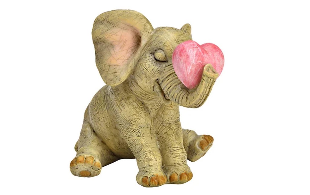 G. Wurm Figure décorative Éléphant avec un cœur 11 x 9 x 8 cm, Gris