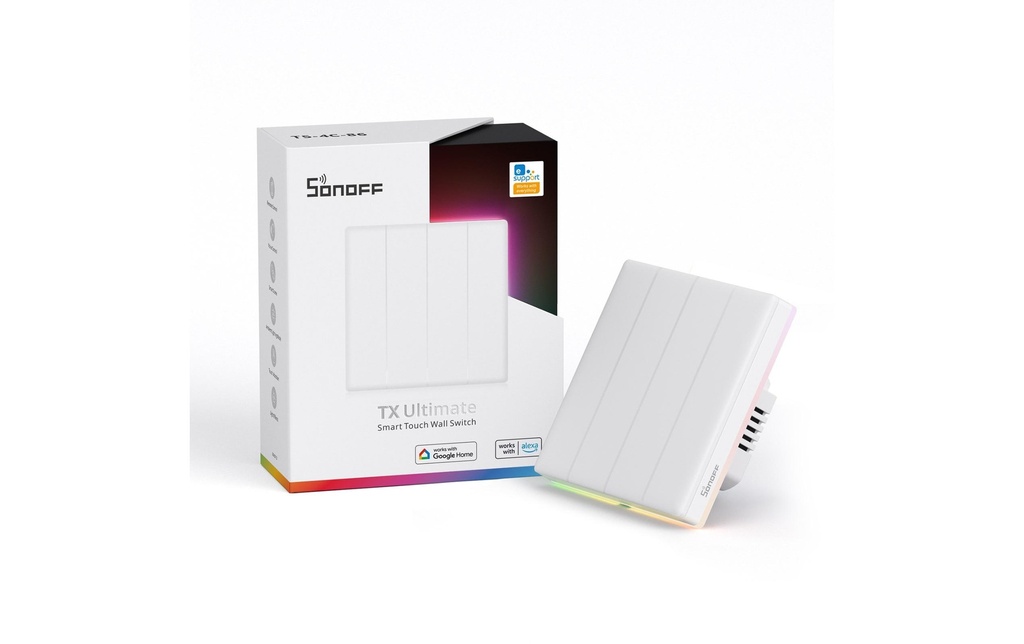 SONOFF Commutateur d'éclairage WiFi T5-4C-86 quadruple 230 V 16 A 960W