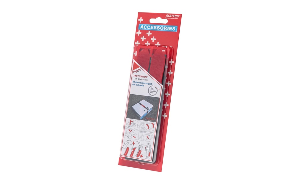 FASTECH Bande à dragonne FAST VSTRAP 25 x 900 mm, Noir/Rouge