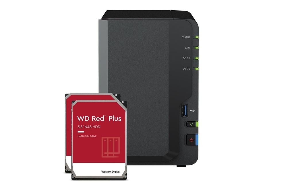 Synology NAS DiskStation DS223, 2-bay WD Red Plus 8 TB