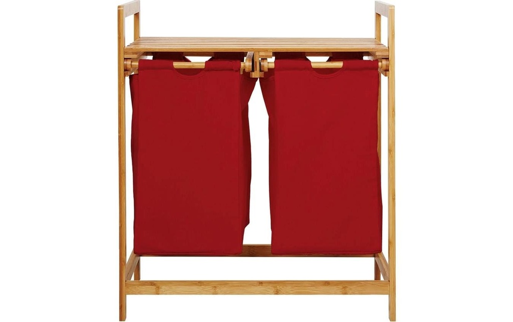 Lumaland Corbeille à linge Bambou 60 l, Rouge/Brun