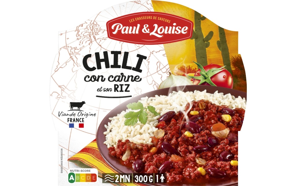 Paul & Louise Plat préparé Chili con carne avec riz 300 g