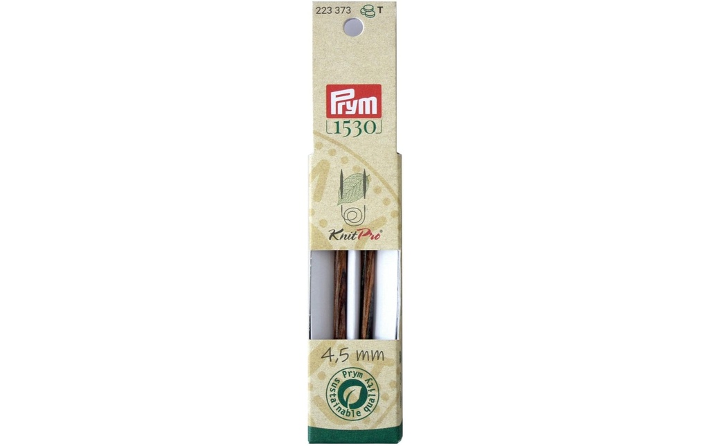 Prym 1530 Pointes d'aiguilles à tricoter Natural, court 4.50 mm, 8.7 cm, bois de bouleau