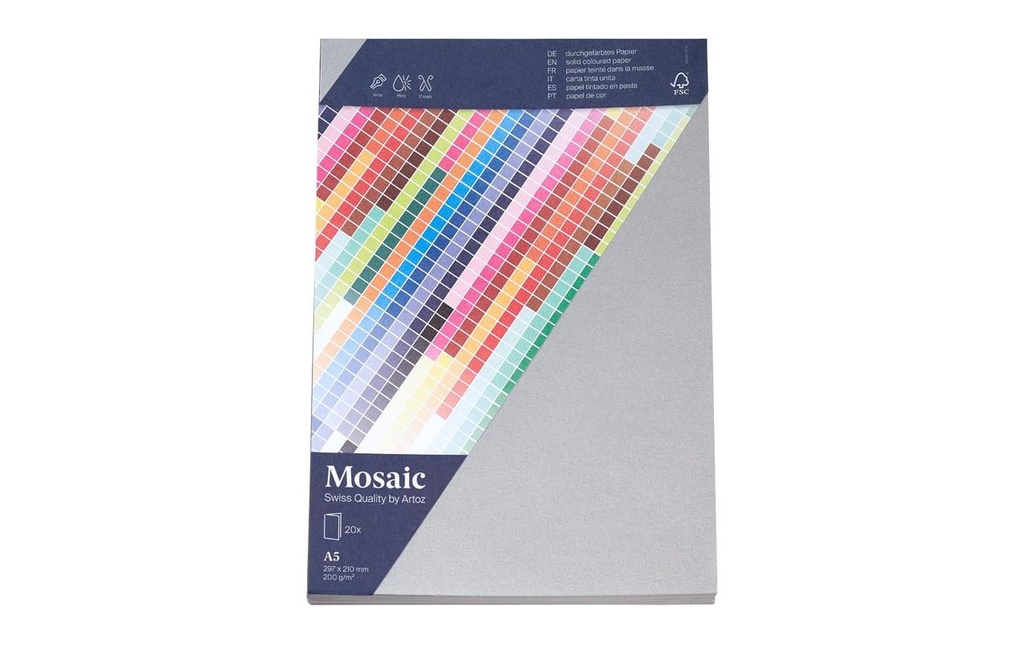 Artoz Carte vierge Mosaic A5, 20 pièces, Argenté