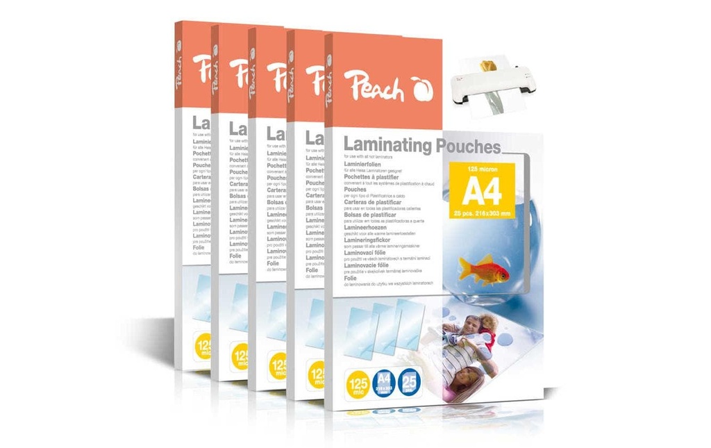 Peach Film laminé A4, 125 µm, 6 x 100 pièces
