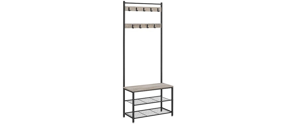 VASAGLE Portemanteau 70 x 175 x 32 cm, Brun/Noir
